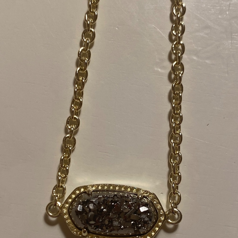 Kendra Scott Elaina Gold Adjustable Chain Bracelet in Platinum Drusy - Picture 3 of 3